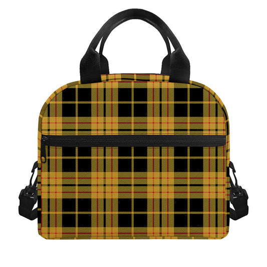 Black And Yellow Tartan Pattern Print Insulated Lunch Bag