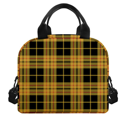 Black And Yellow Tartan Pattern Print Insulated Lunch Bag