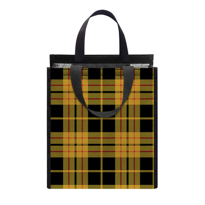 Black And Yellow Tartan Pattern Print Insulated Lunch Tote