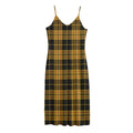 Black And Yellow Tartan Pattern Print Jersey Midi Cami Dress