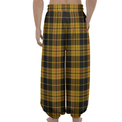 Black And Yellow Tartan Pattern Print Lantern Pants