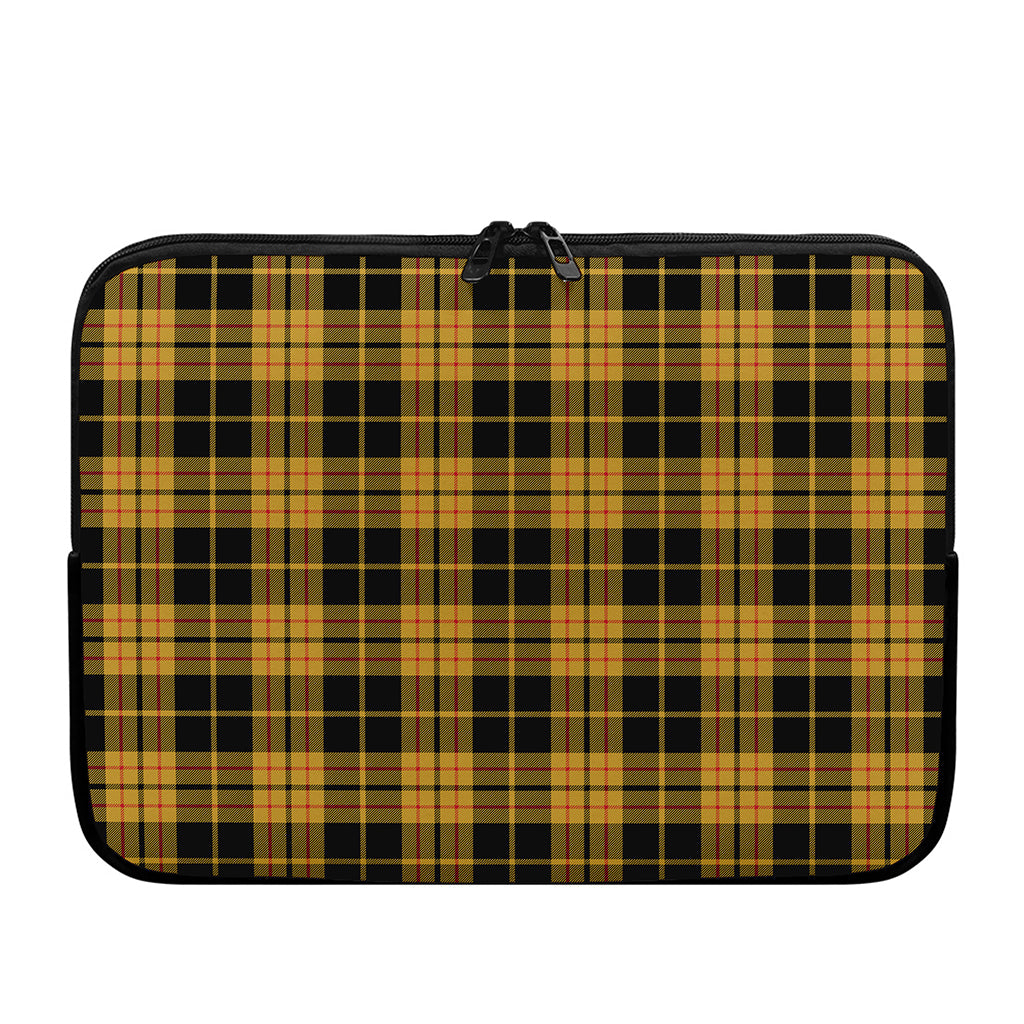 Black And Yellow Tartan Pattern Print Laptop Sleeve