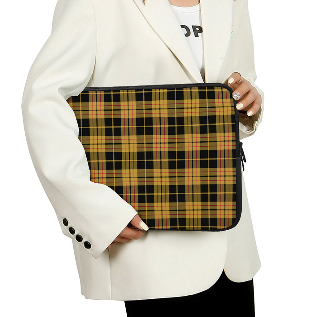 Black And Yellow Tartan Pattern Print Laptop Sleeve