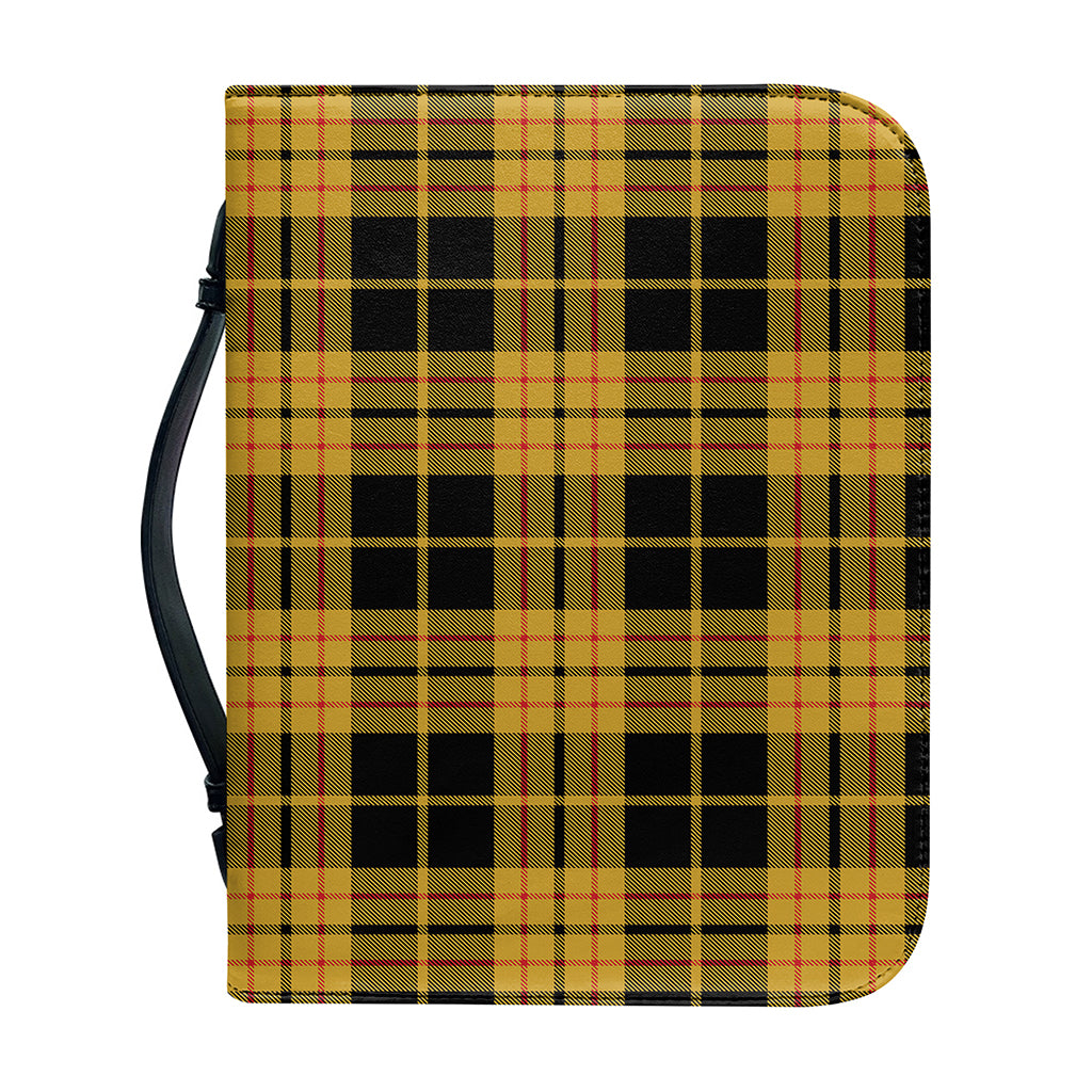Black And Yellow Tartan Pattern Print Leather Bible Cover