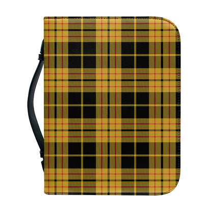 Black And Yellow Tartan Pattern Print Leather Bible Cover