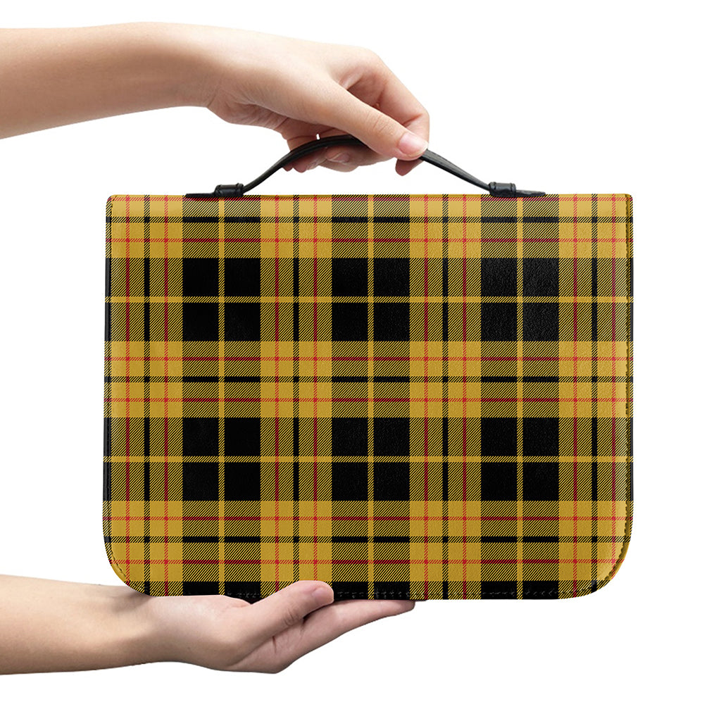Black And Yellow Tartan Pattern Print Leather Bible Cover