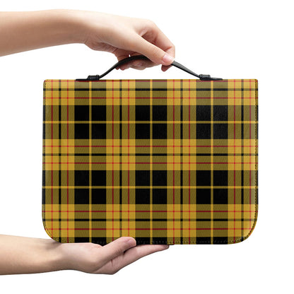 Black And Yellow Tartan Pattern Print Leather Bible Cover