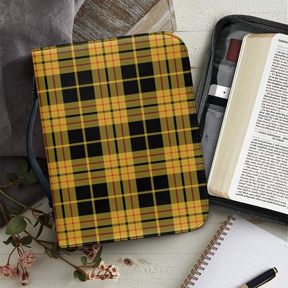 Black And Yellow Tartan Pattern Print Leather Bible Cover