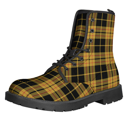 Black And Yellow Tartan Pattern Print Backpack