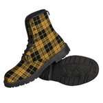 Black And Yellow Tartan Pattern Print Backpack