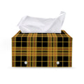 Black And Yellow Tartan Pattern Print Leather Tissue Box Cover