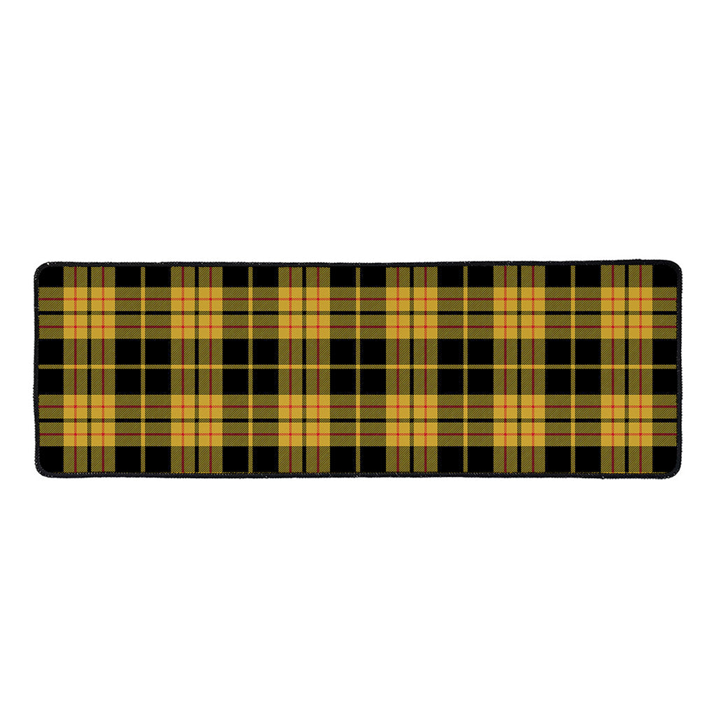 Black And Yellow Tartan Pattern Print Long Kitchen Mat
