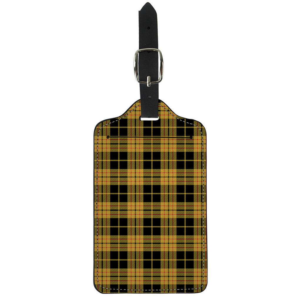 Black And Yellow Tartan Pattern Print Luggage Tag