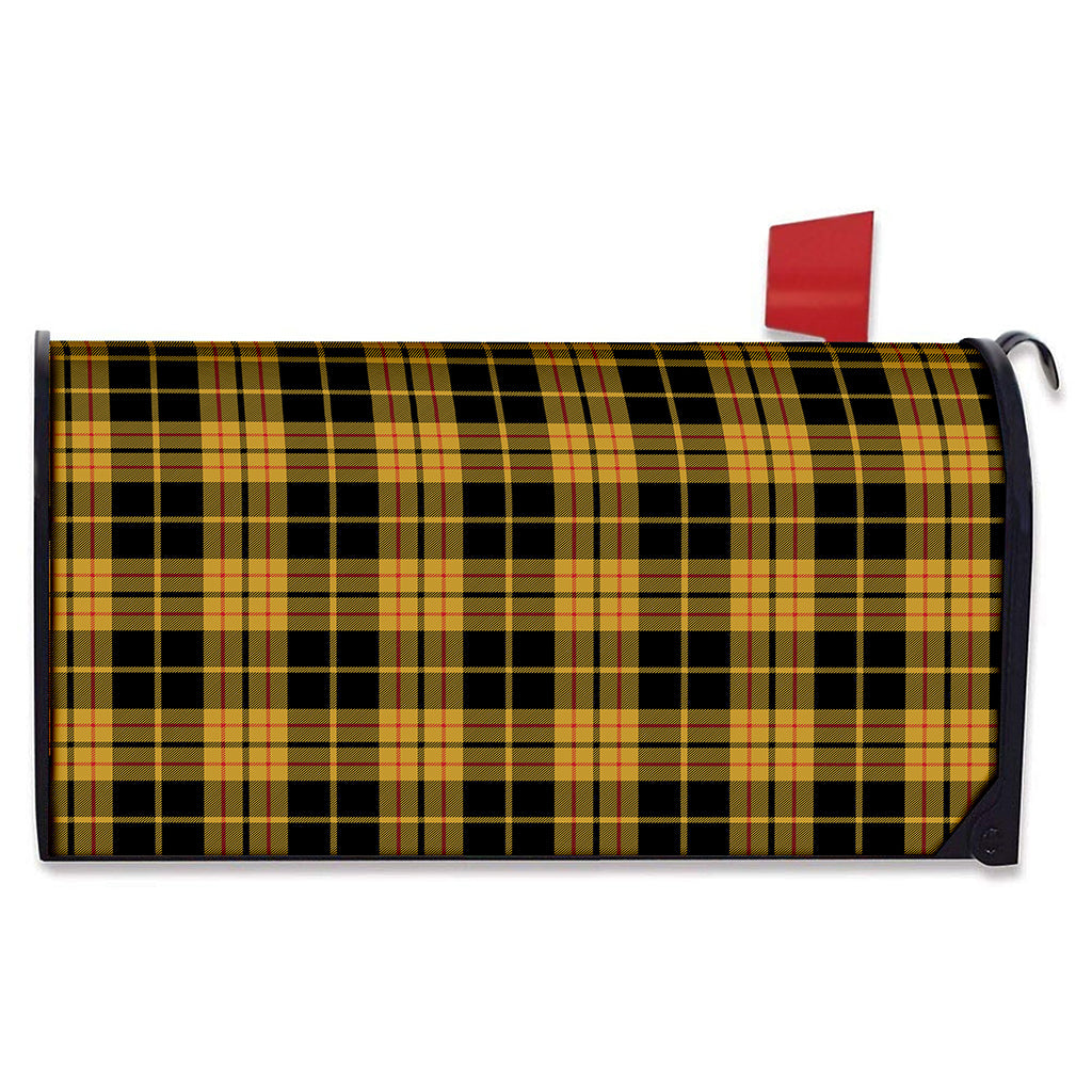 Black And Yellow Tartan Pattern Print Mailbox Cover