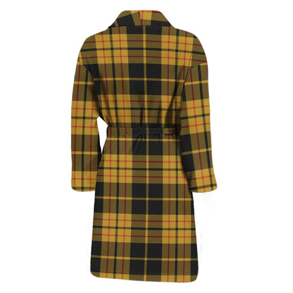 Black And Yellow Tartan Pattern Print Men's Bathrobe