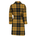 Black And Yellow Tartan Pattern Print Men's Bathrobe