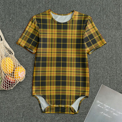 Black And Yellow Tartan Pattern Print Men's Bodysuit
