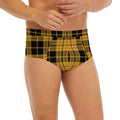 Black And Yellow Tartan Pattern Print Men's Briefs
