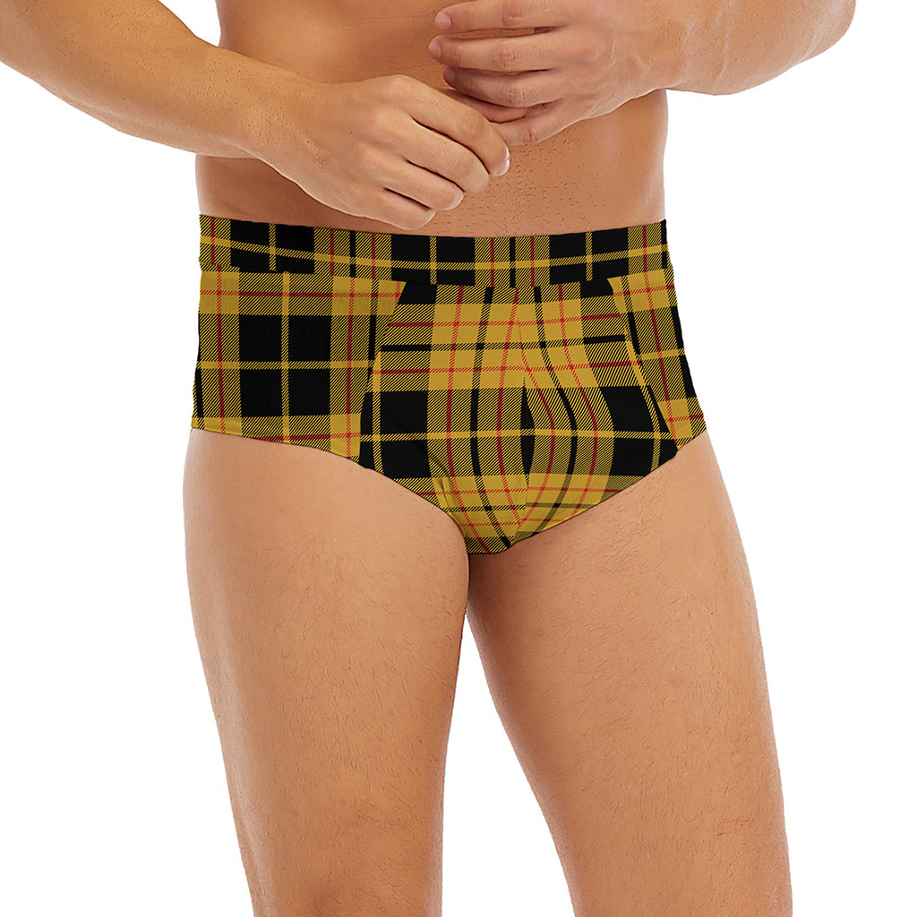 Black And Yellow Tartan Pattern Print Men's Briefs
