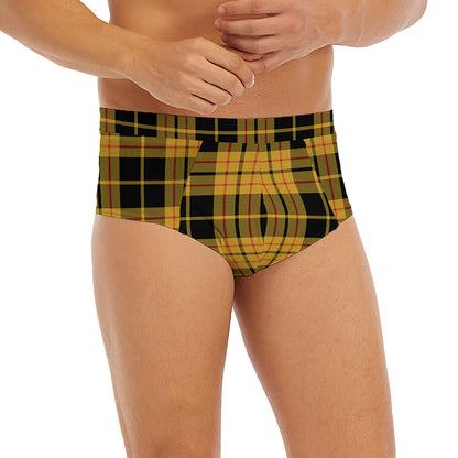 Black And Yellow Tartan Pattern Print Men's Briefs