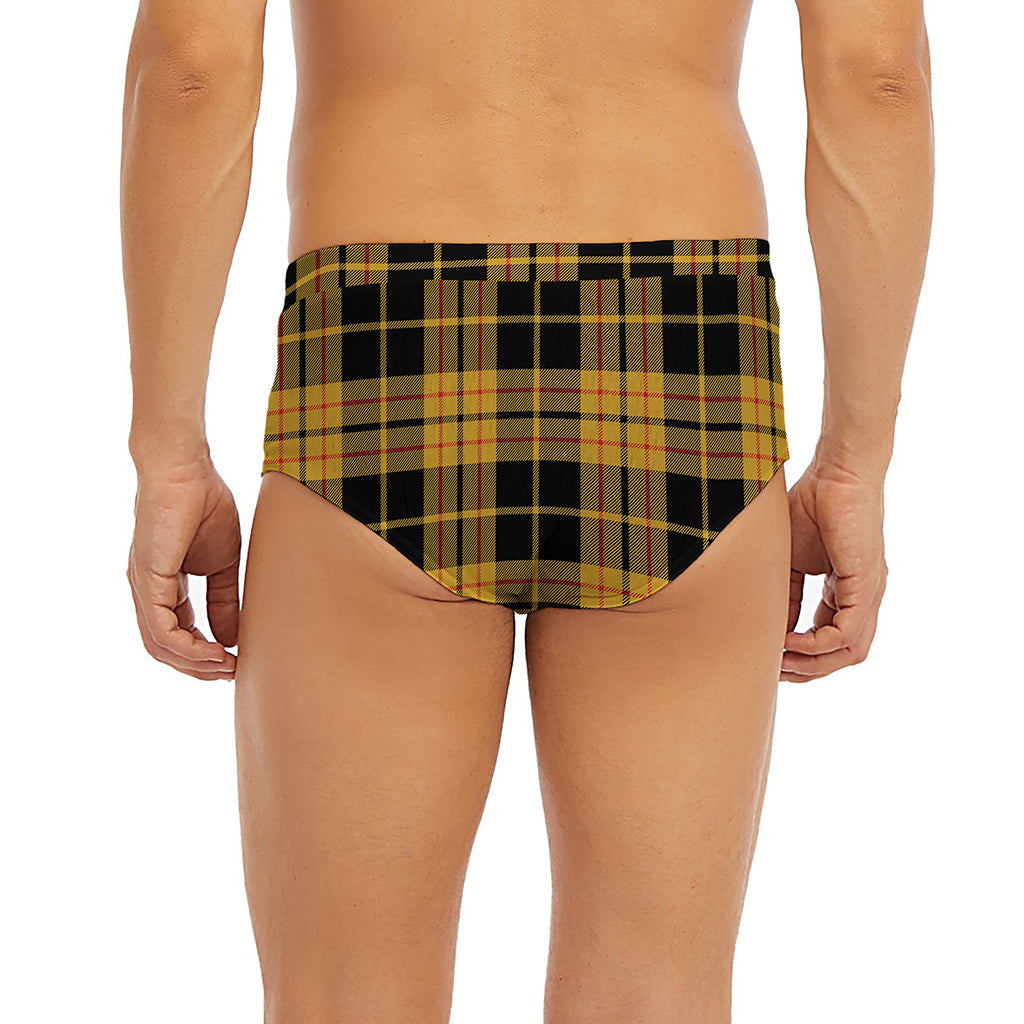 Black And Yellow Tartan Pattern Print Men's Briefs