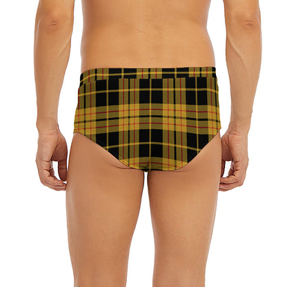 Black And Yellow Tartan Pattern Print Men's Briefs