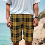 Black And Yellow Tartan Pattern Print Men's Cargo Shorts