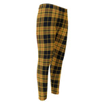 Black And Yellow Tartan Pattern Print Men's Compression Pants