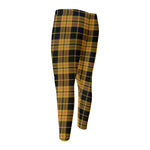 Black And Yellow Tartan Pattern Print Men's Compression Pants