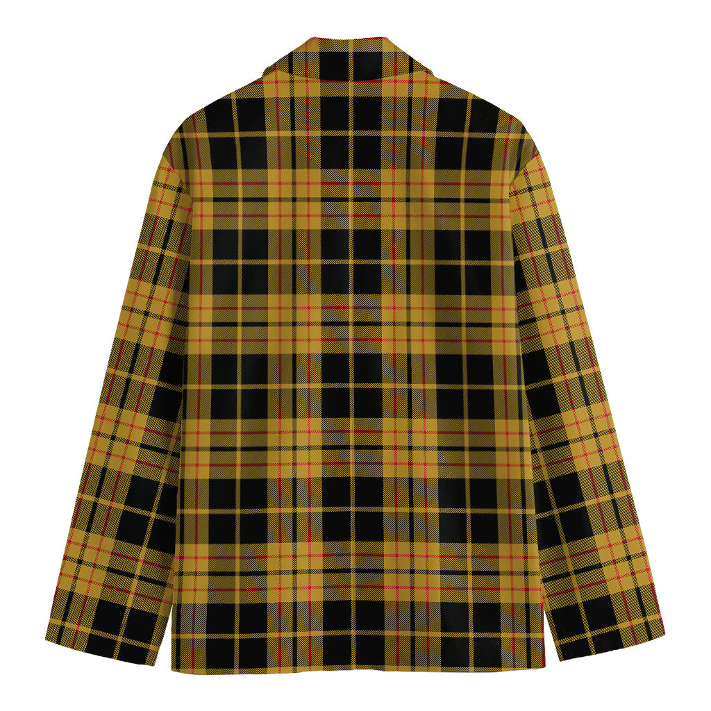 Black And Yellow Tartan Pattern Print Men's Cotton Blazer