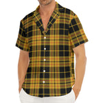 Black And Yellow Tartan Pattern Print Men's Deep V-Neck Shirt