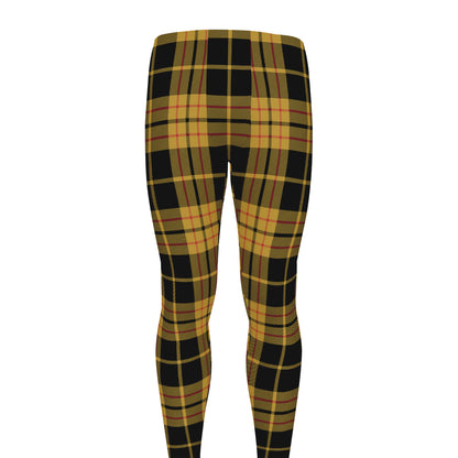 Black And Yellow Tartan Pattern Print Men's leggings