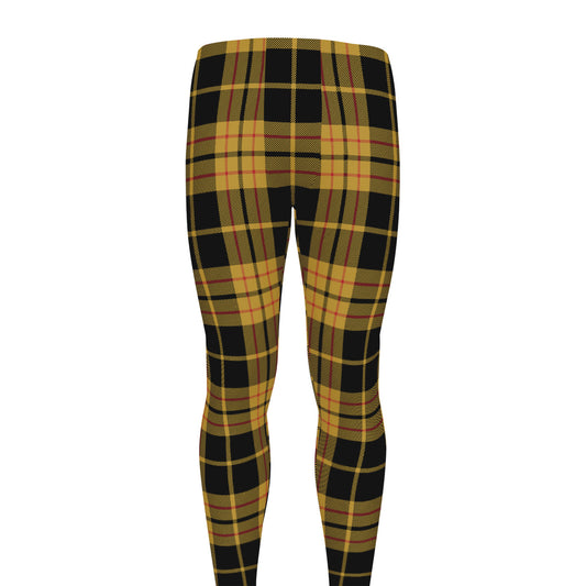 Black And Yellow Tartan Pattern Print Men's leggings