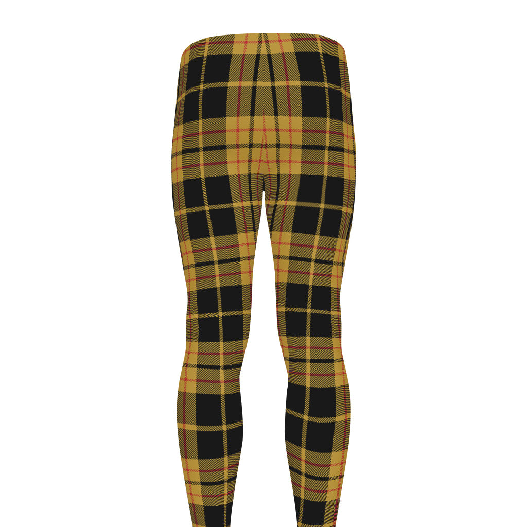 Black And Yellow Tartan Pattern Print Men's leggings
