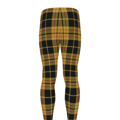 Black And Yellow Tartan Pattern Print Men's leggings