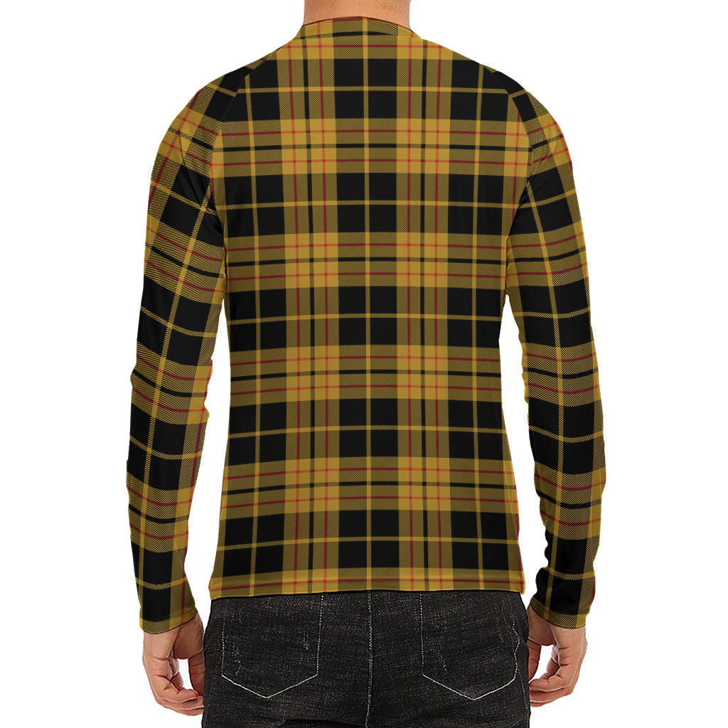 Black And Yellow Tartan Pattern Print Men's Long Sleeve Rash Guard