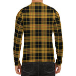Black And Yellow Tartan Pattern Print Men's Long Sleeve Rash Guard