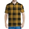 Black And Yellow Tartan Pattern Print Men's Polo Shirt