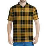 Black And Yellow Tartan Pattern Print Men's Polo Shirt