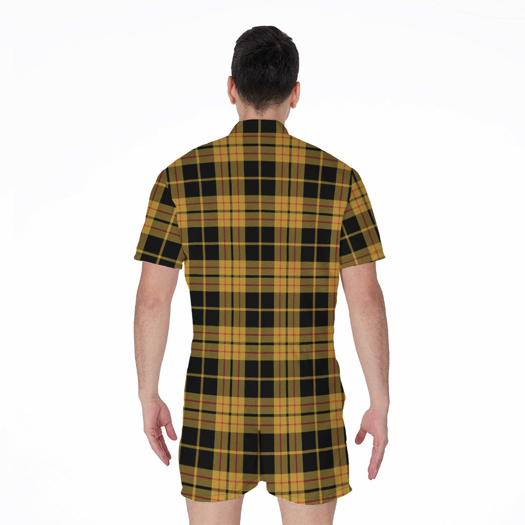 Black And Yellow Tartan Pattern Print Men's Rompers
