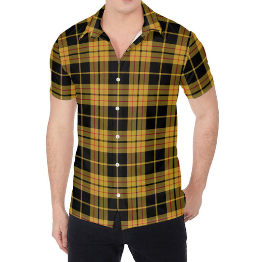 Black And Yellow Tartan Pattern Print Men's Shirt