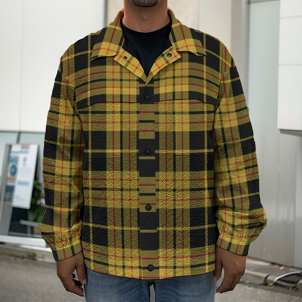 Black And Yellow Tartan Pattern Print Men's Shirt Jacket