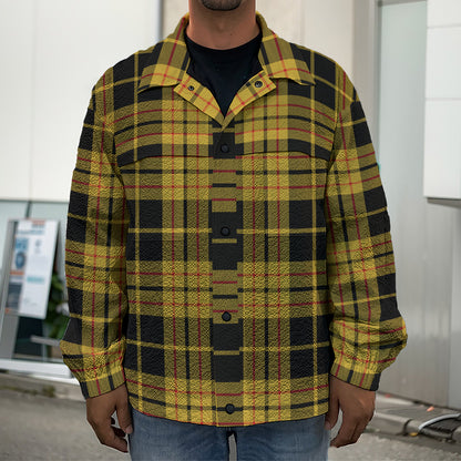 Black And Yellow Tartan Pattern Print Men's Shirt Jacket