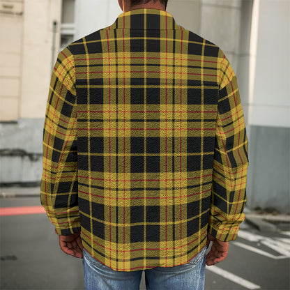 Black And Yellow Tartan Pattern Print Men's Shirt Jacket