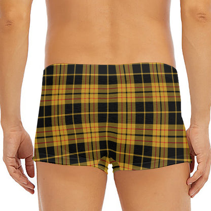 Black And Yellow Tartan Pattern Print Men's Short Boxer Briefs