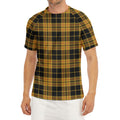 Black And Yellow Tartan Pattern Print Men's Short Sleeve Rash Guard