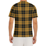 Black And Yellow Tartan Pattern Print Men's Short Sleeve Rash Guard