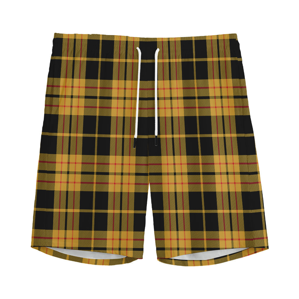 Black And Yellow Tartan Pattern Print Men's Sports Shorts
