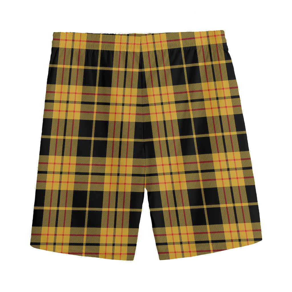 Black And Yellow Tartan Pattern Print Men's Sports Shorts