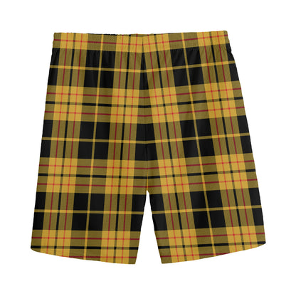 Black And Yellow Tartan Pattern Print Men's Sports Shorts